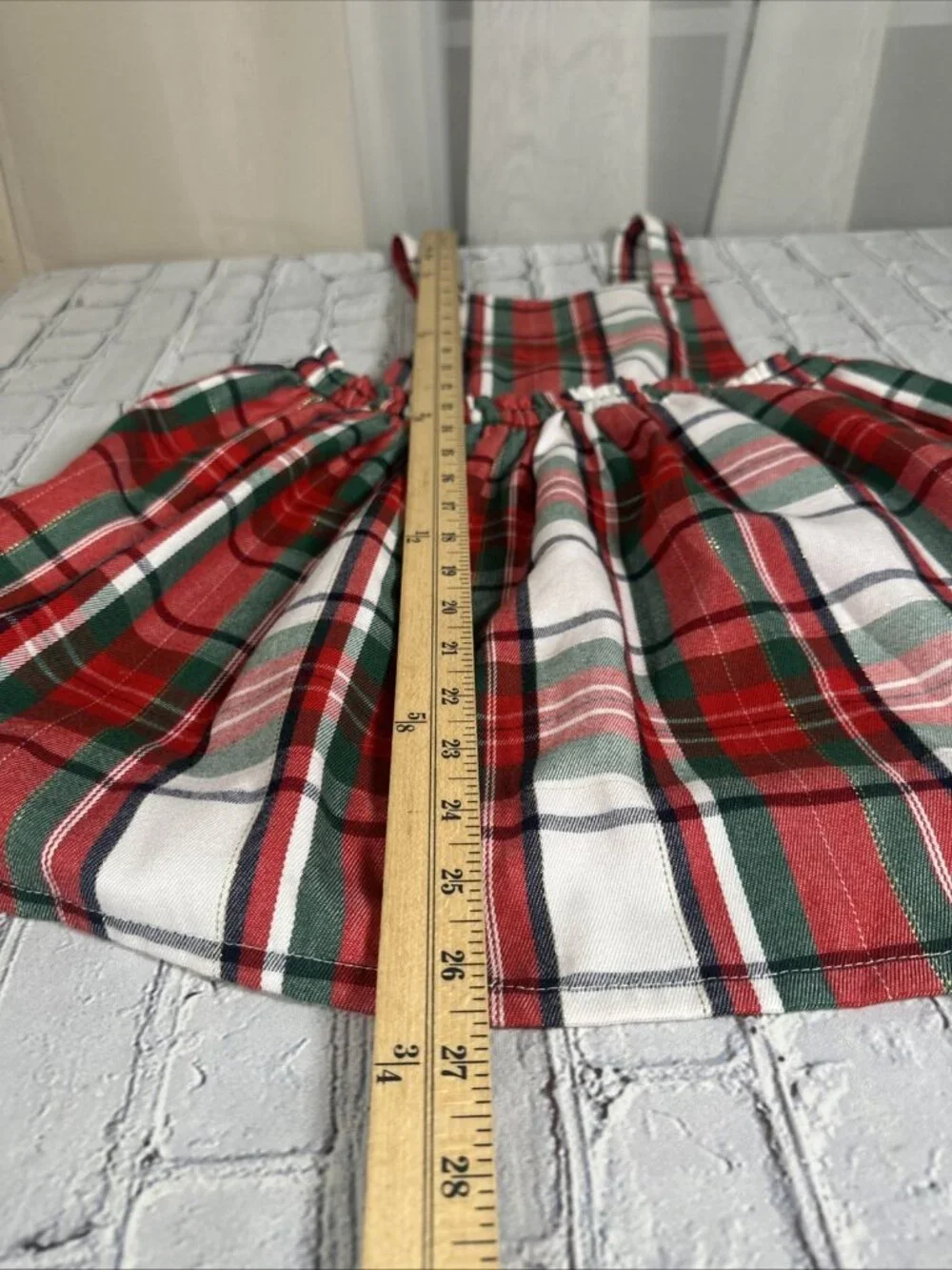 Tommy Bahama Pinafore Jumper Dress Girls Size 7 Plaid Christmas Holiday